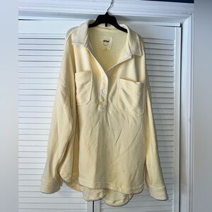 Aerie Yellow Long Sleeve Collared Sweatshirt